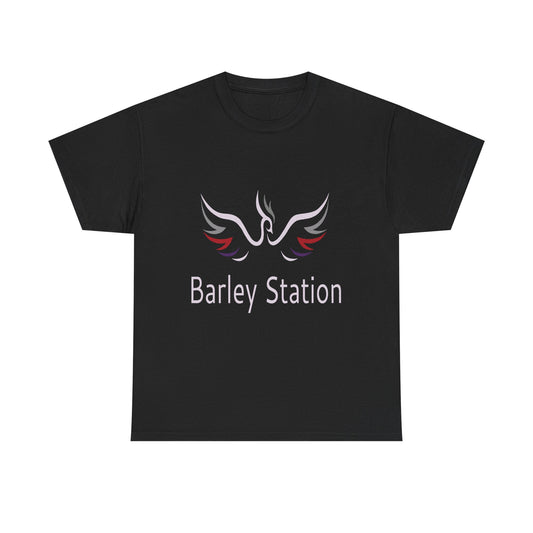 Barley Station Phoenix Logo Heavy Cotton T-Shirt - Unisex Black Tee