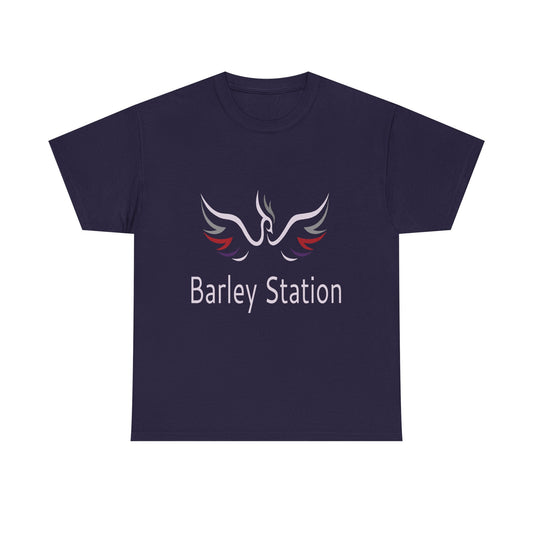 Barley Station Phoenix Logo Heavy Cotton T-Shirt - Unisex Black Tee