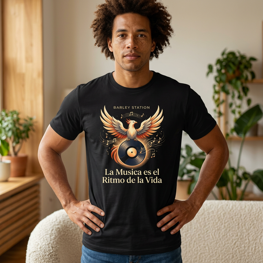 Barley Station Phoenix Tee — “La Musica es el Ritmo de la Vida” Music Lover T-Shirt